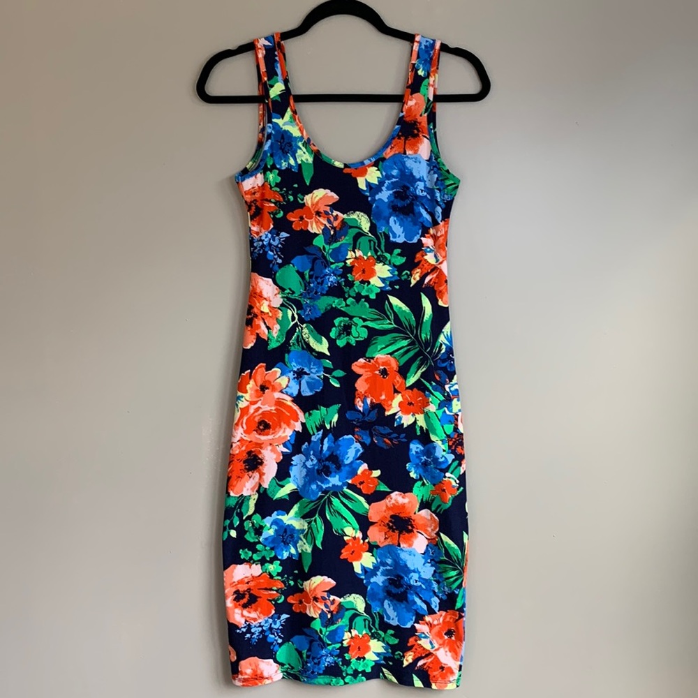 Derek Heart Tropical Bodycon Dress | Size Small